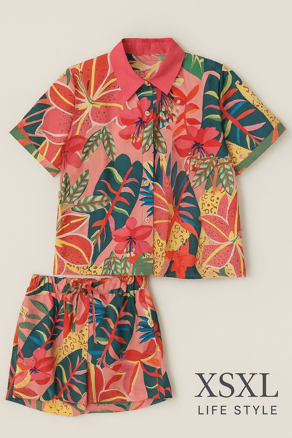 Conjunto com estampa tropical