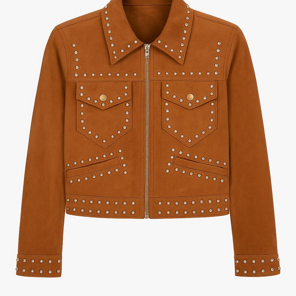 Casaco de camel com tachas
