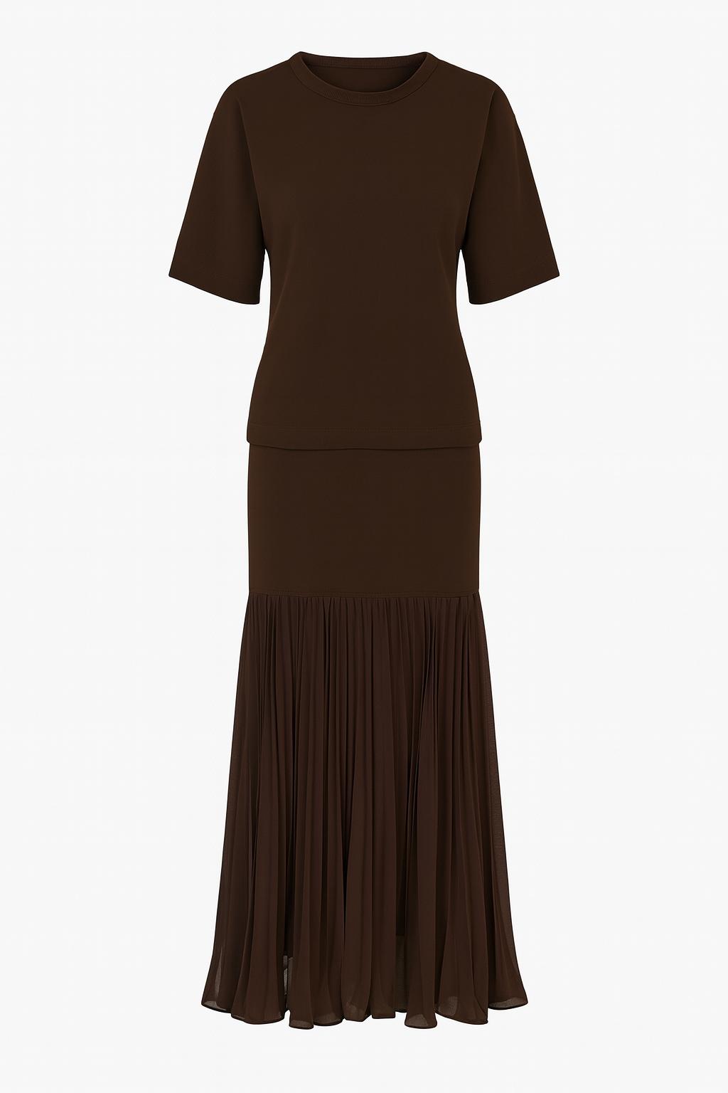 Vestido castanho de malha fina