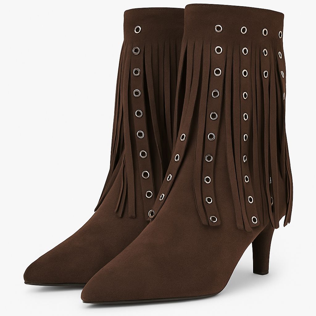Bota castanha com franjas
