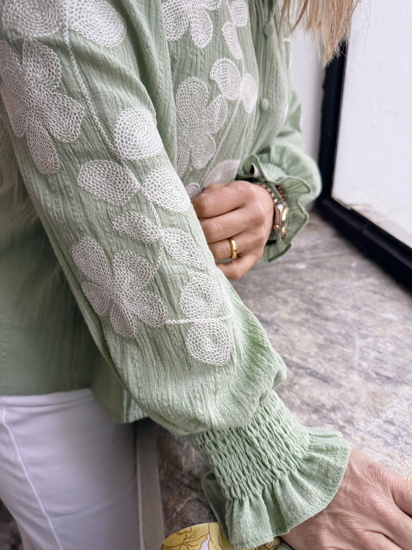 Camisa Margarida verde água