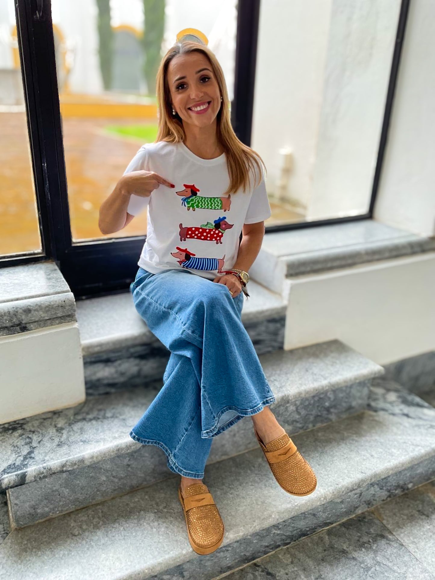 T-shirt com estampa de cães