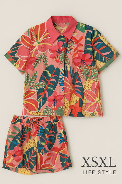 Conjunto com estampa tropical
