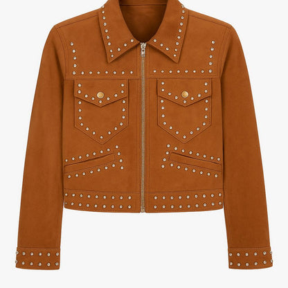 Casaco de camel com tachas