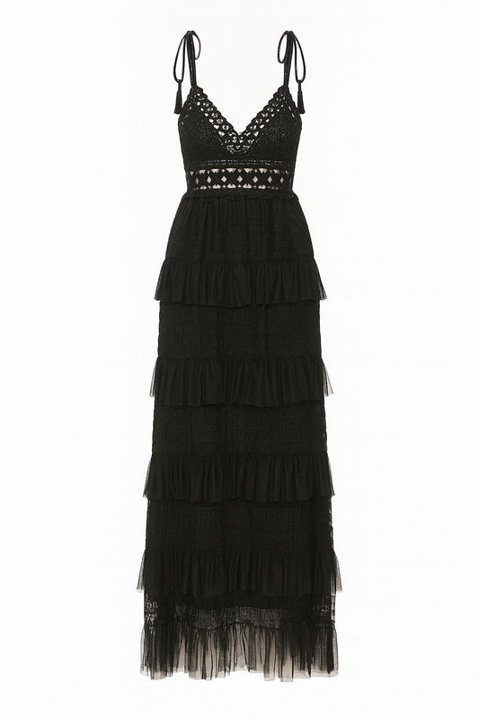 Vestido preto de renda
