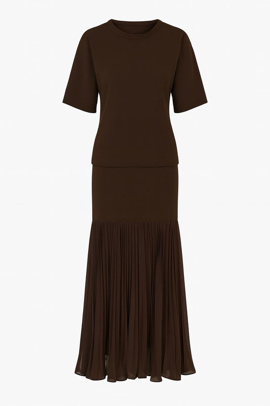 Vestido castanho de malha fina