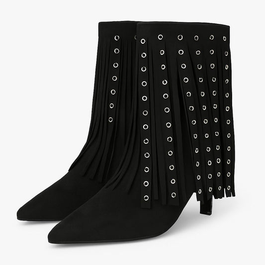 Bota preta com franjas