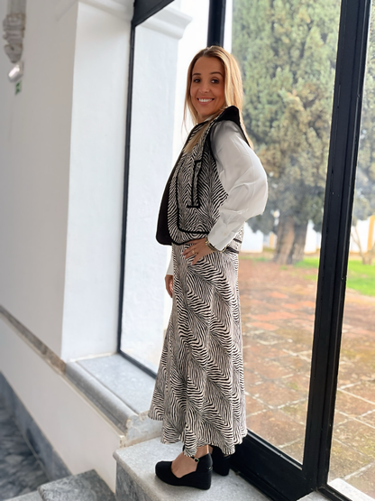 Colete zebra de cor preto