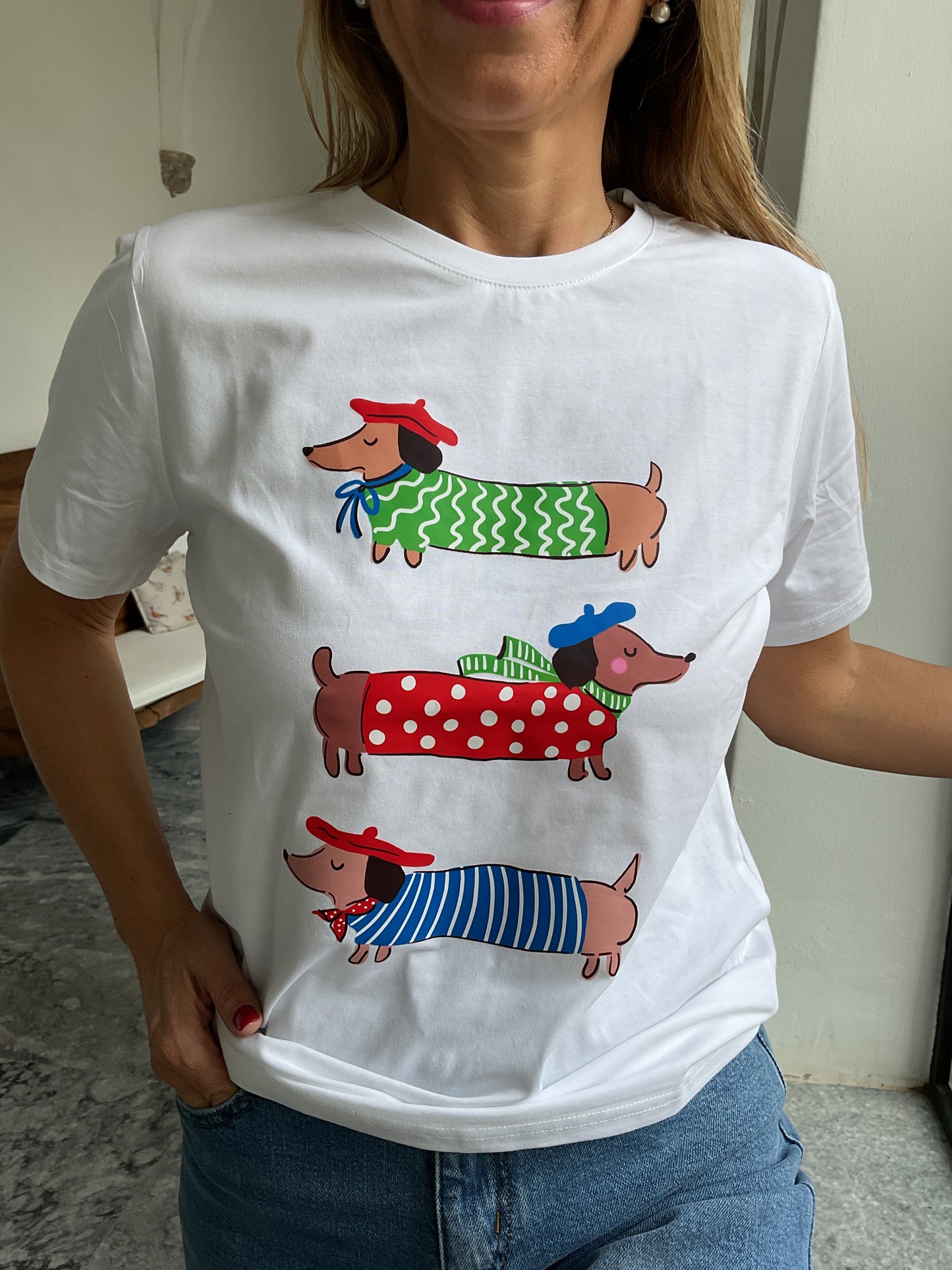T-shirt com estampa de cães