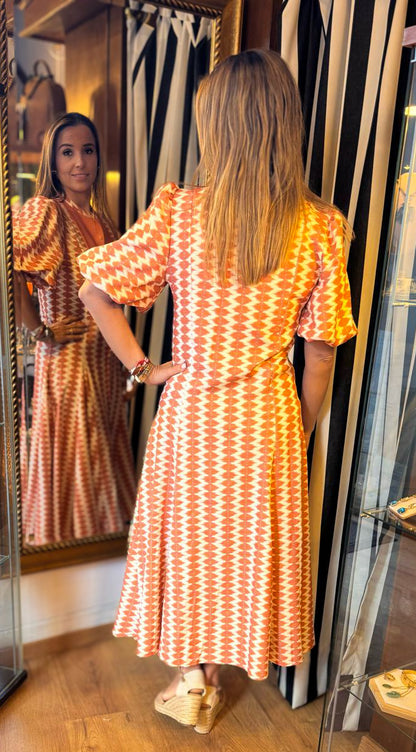 Vestido Rosarinho laranja