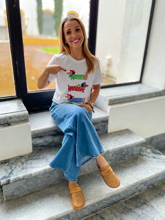 T-shirt com estampa de cães